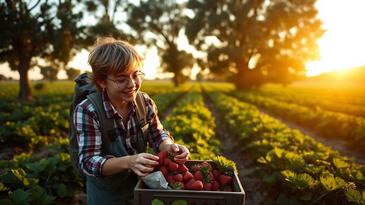 Backpacker trabajando en farm australiana