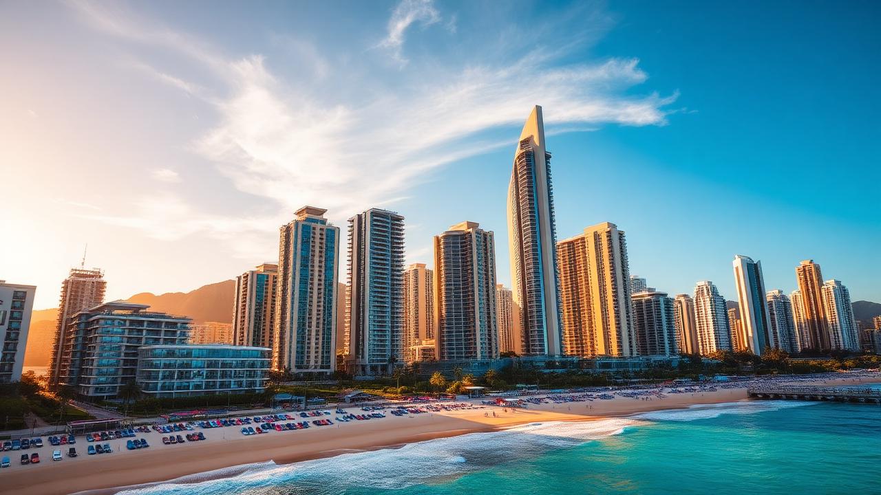 Surfers Paradise con rascacielos y playa