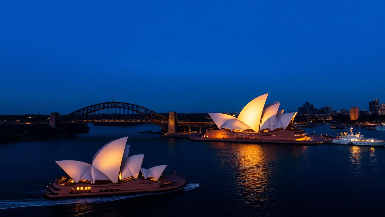 Skyline de Sídney con la Ópera y el Harbour Bridge