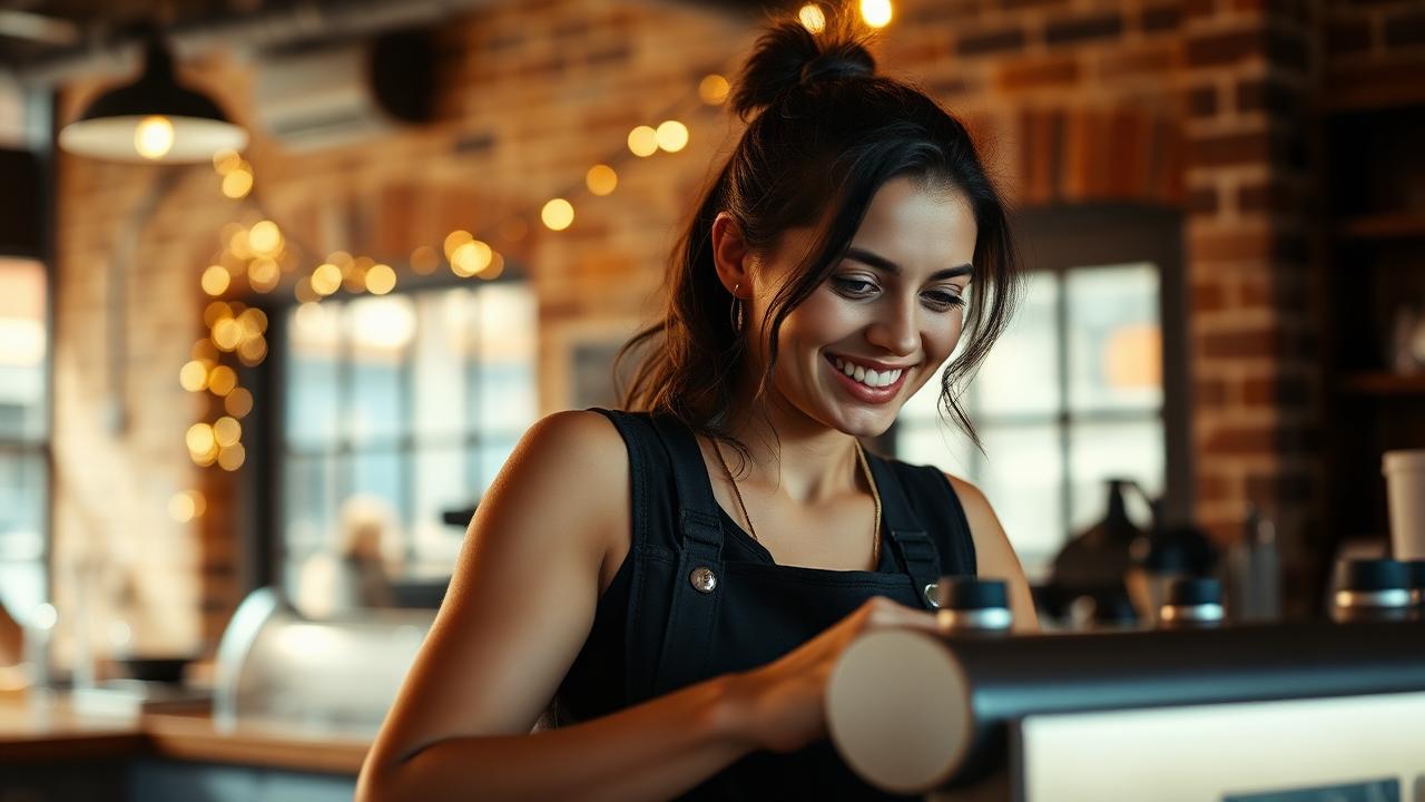 Camarera española trabajando en una cafetería de Melbourne